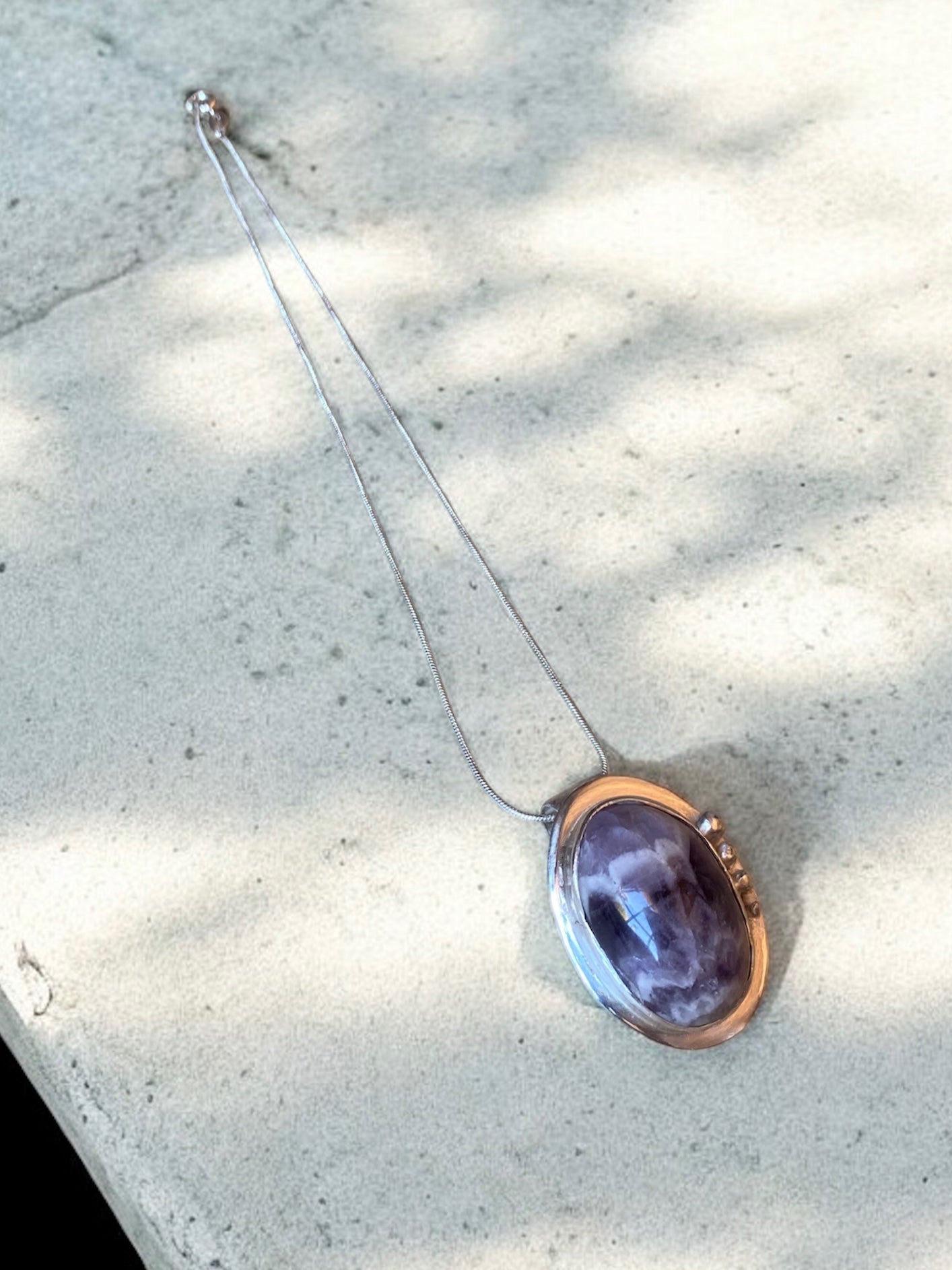 Dije Amatista y plata 925 - cadena enchapada en plata
