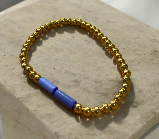 Pulsera baño de oro y azul