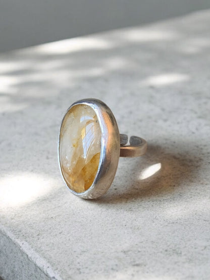 Anillo Grande Citrino Plata 925