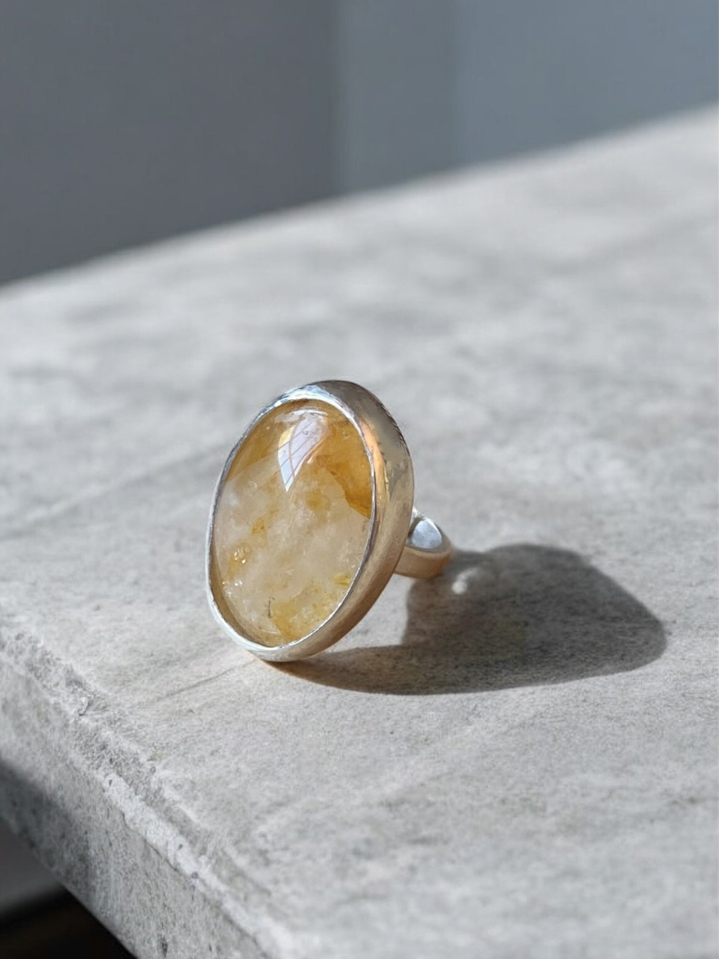 Anillo Grande Citrino Plata 925