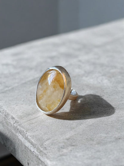 Anillo Grande Citrino Plata 925