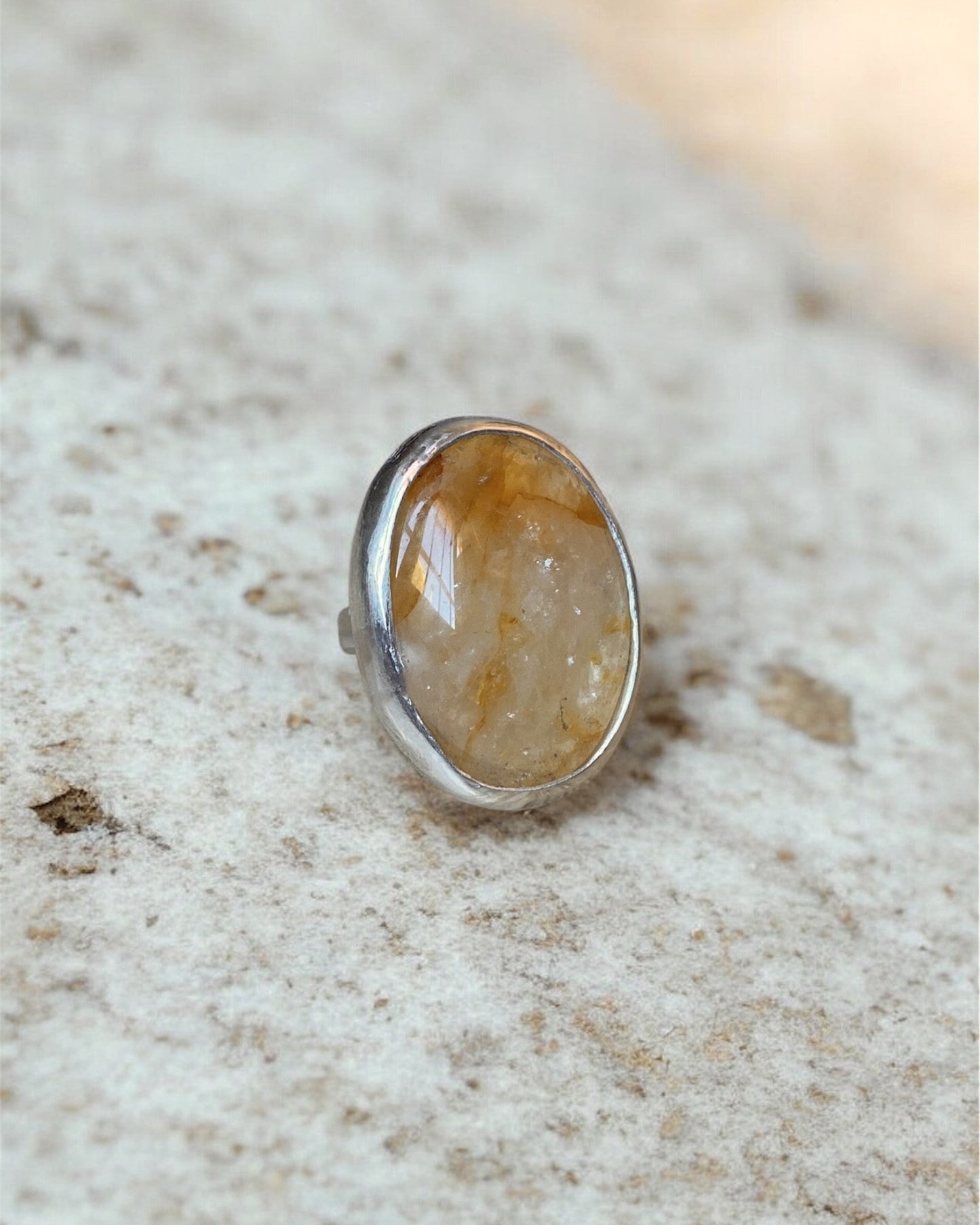 Anillo Grande Citrino Plata 925
