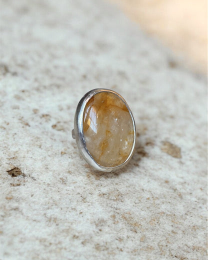 Anillo Grande Citrino Plata 925
