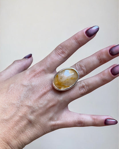 Anillo Grande Citrino Plata 925