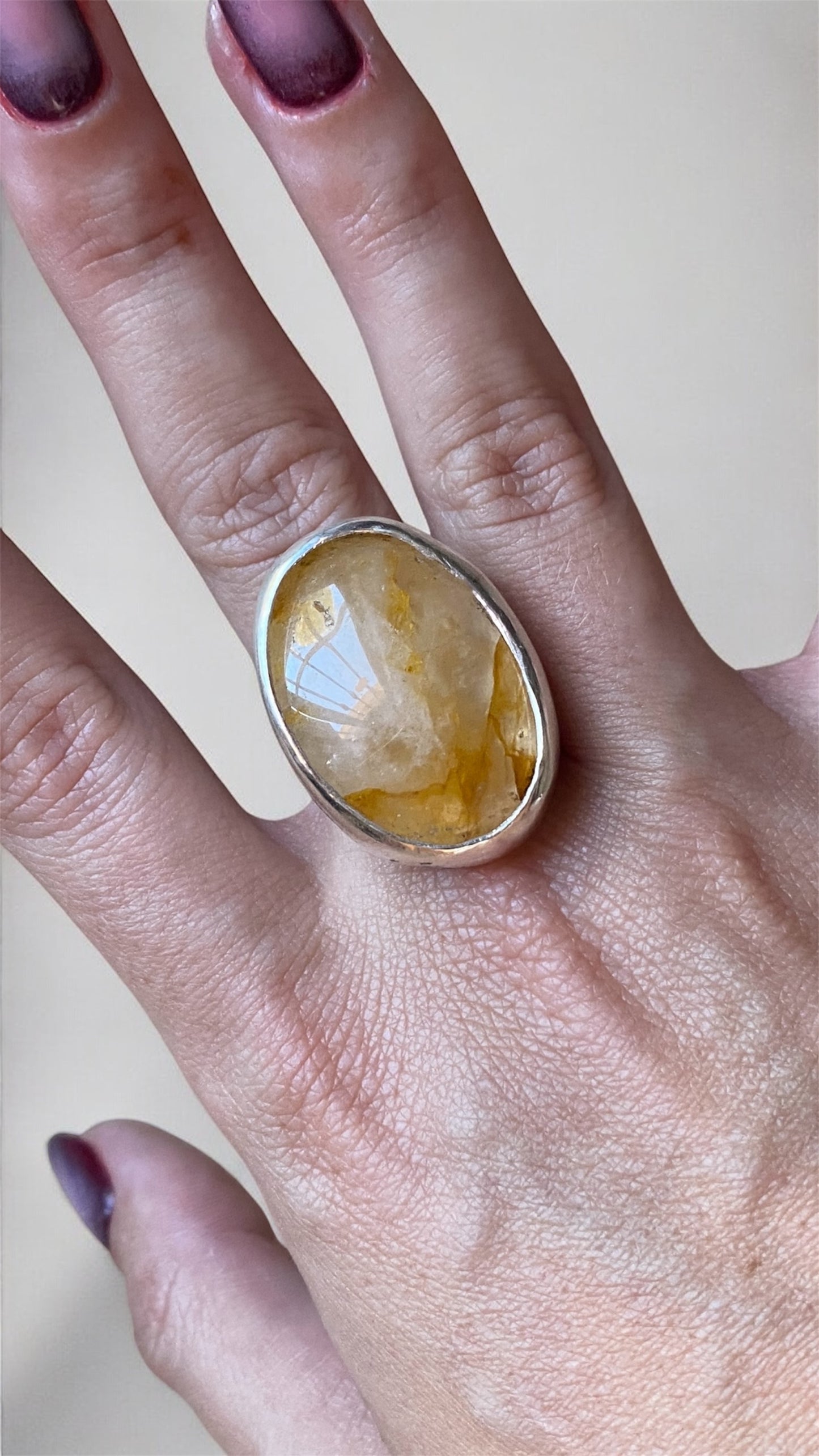 Anillo Grande Citrino Plata 925