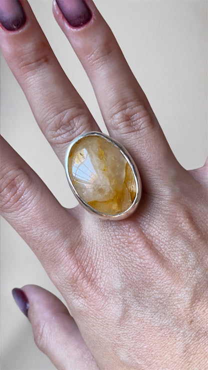 Anillo Grande Citrino Plata 925
