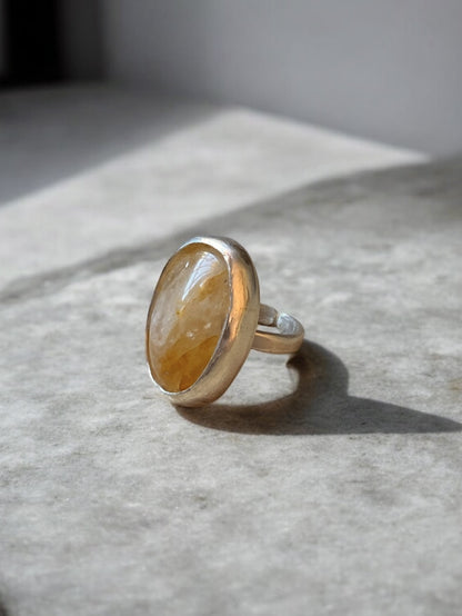 Anillo Grande Citrino Plata 925
