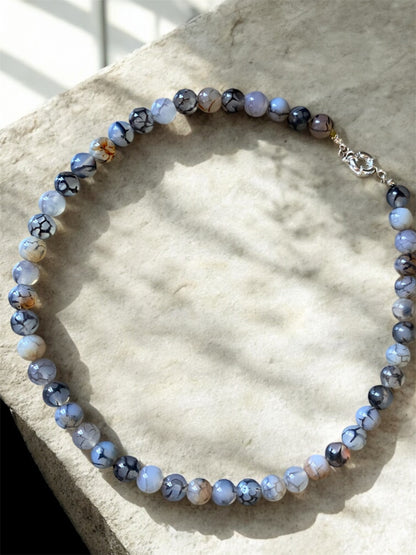 Collar de Agata de vena de dragón blanco