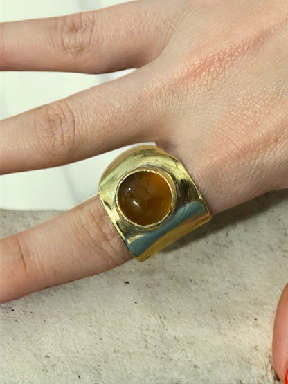 Anillo Cornalina y bronce