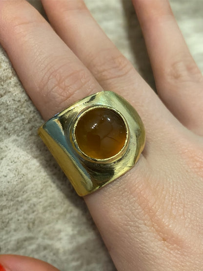 Anillo Cornalina y bronce